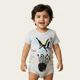NEW GREY ZEBRA FACE PRINTED ROMPER FOR BOYS