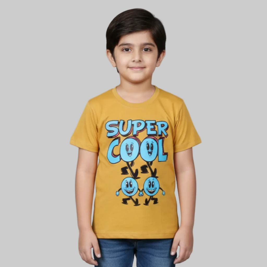 MUSTARD SUPER COOL PRINTED HALF SLEEVES T-SHIRT