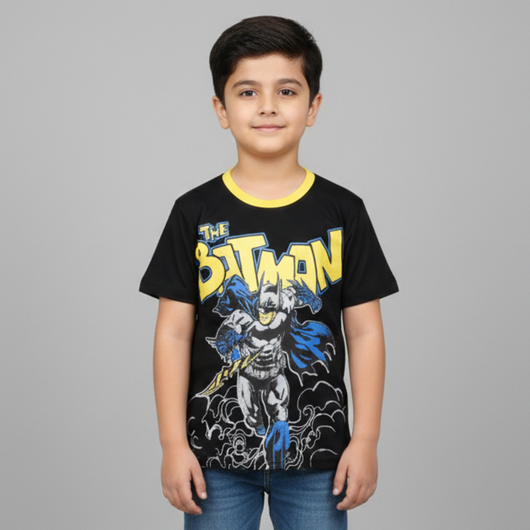 BLACK THE BATMAN PRINTED HALF SLEEVES T-SHIRT Main image