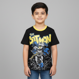 BLACK THE BATMAN PRINTED HALF SLEEVES T-SHIRT