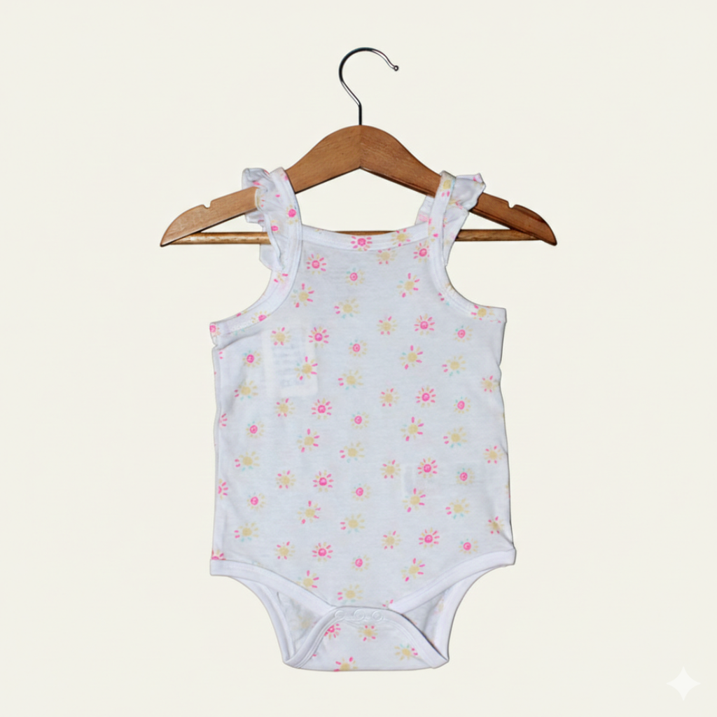 NEW WHITE FLOWERS PRINTED ROMPER FOR GIRLS