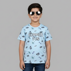 SKY BLUE SUMMER FUN PRINTED HALF SLEEVES T-SHIRT