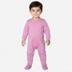 DARK CORAL PINK PLAIN FULL BODY FULL SLEEVES ROMPERS