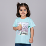 SEA GREEN POSITIVITY GROWS PRINTED T-SHIRT TOP FOR GIRLS