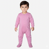 DARK CORAL PINK PLAIN FULL BODY FULL SLEEVES ROMPERS