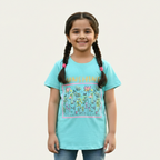 SKY BLUE SUNSHINE FLOWERS PRINTED T-SHIRT FOR GIRLS
