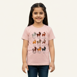 NEW PINK HORSE PRINTED HALF SLEEVES T-SHIRT