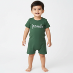DARK GREEN PANDA PRINT HALF BODY ROMPER
