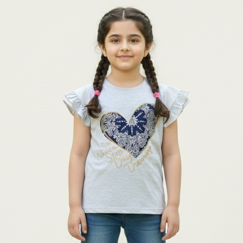 OFF WHITE NEVER STOP DAY DREAMING PRINTED T-SHIRT FOR GIRLS