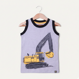 LIGHT GREY ESCAVATOR PRINTED SANDO FOR BOYS