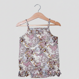 CREAM PEACOCK & FLOWERS PRINTED COTTON FABRIC ROMPER