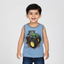 BLUE TRACTOR WITH DIRT PRINTED SANDO FOR BOYS