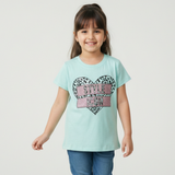 TURQUOISE HEART STYLE ICON PRINTED T-SHIRT FOR GIRLS