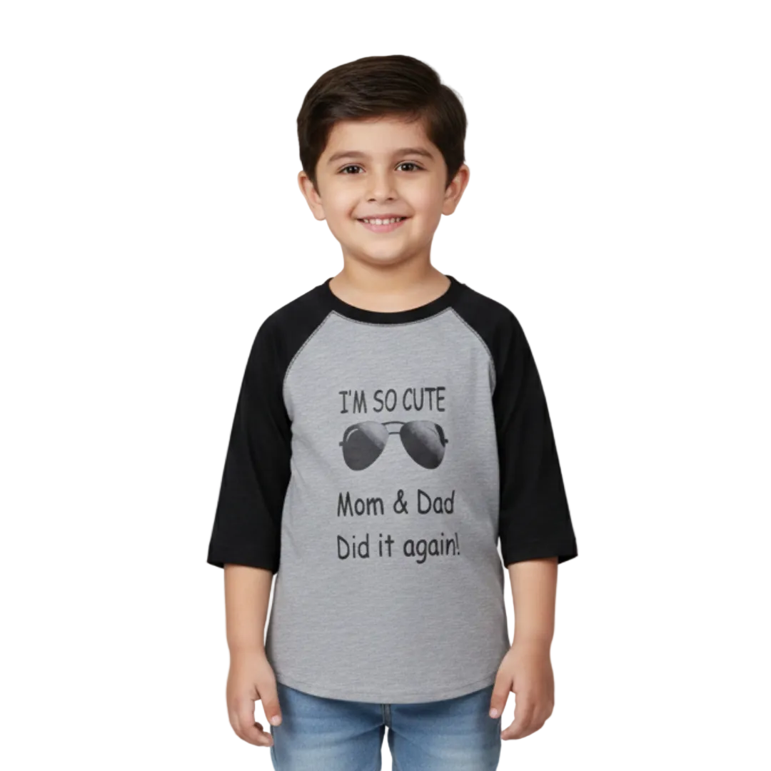LIGHT GREY I'M SO CUTE PRINTED FULL SLEEVE T-SHIRT Main image