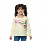 NEW YELLOW RAINBOW PRINTED T-SHIRT TOP FOR GIRLS