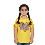 DARK YELLOW HEART STYLE ICON PRINTED T-SHIRT FOR GIRLS