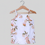 WHITE WITH ORANGE FLOWERS PRINTED COTTON FABRIC ROMPER
