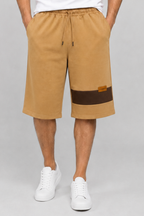 Camel Brown Double Pocket Shorts For Mens
