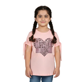 LIGHT PINK HEART STYLE ICON PRINTED T-SHIRT FOR GIRLS