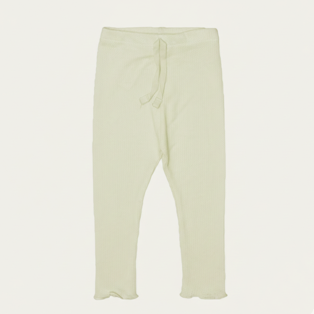 YELLOW WITH KNOT THERMAL FABRIC BOTTOM FRIL PLAIN PAJAMA TROUSER