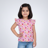 PINK FRUITS PRINTED T-SHIRT TOP FOR GIRLS