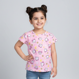 PINK U.F.O PRINTED T-SHIRT TOP FOR GIRLS