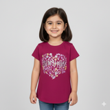 BLUSH PINK HEART SUN SHINE PRINT T-SHIRT TOP FOR GIRLS