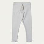 CREAM WITH KNOT THERMAL FABRIC BOTTOM FRIL PLAIN PAJAMA TROUSER