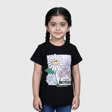 BLACK POSITIVITY GROWS PRINTED T-SHIRT TOP FOR GIRLS