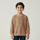 BROWN CHEETAH PRINT FLEECE FABRIC SWEATSHIRT