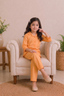 Peach Plain Co-ord Fabric Suit For Girls