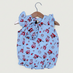 SKY BLUE BEAR LOTSO PRINT WITH BAND ROMPER FOR GIRLS