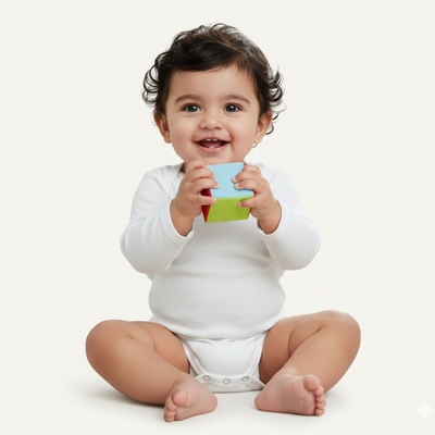 PLAIN WHITE COTTON JERSY FABRIC HALF BODY FULL SLEEVES ROMPER