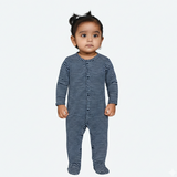 GREEN WITH BLACK STRIPES COTTON JERSY FABRIC FULL BODY FULL SLEEVES ROMPER