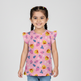 PINK DUCK & STRAWBERRY PRINTED T-SHIRT TOP FOR GIRLS