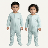 LIGHT GREEN DINO PRINTED FULL BODY FULL SLEEVES ROMPERS