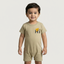 BEIGE HI BEAR PRINT HALF BODY ROMPER