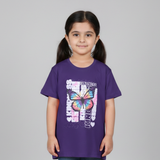 PURPLE BUTTERFLY PRINTED T-SHIRT TOP FOR GIRLS