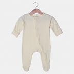 YELLOW PLAIN RIBBED FABRIC POWER STRETCH FULL BODY FULL SLEEVES ROMPER