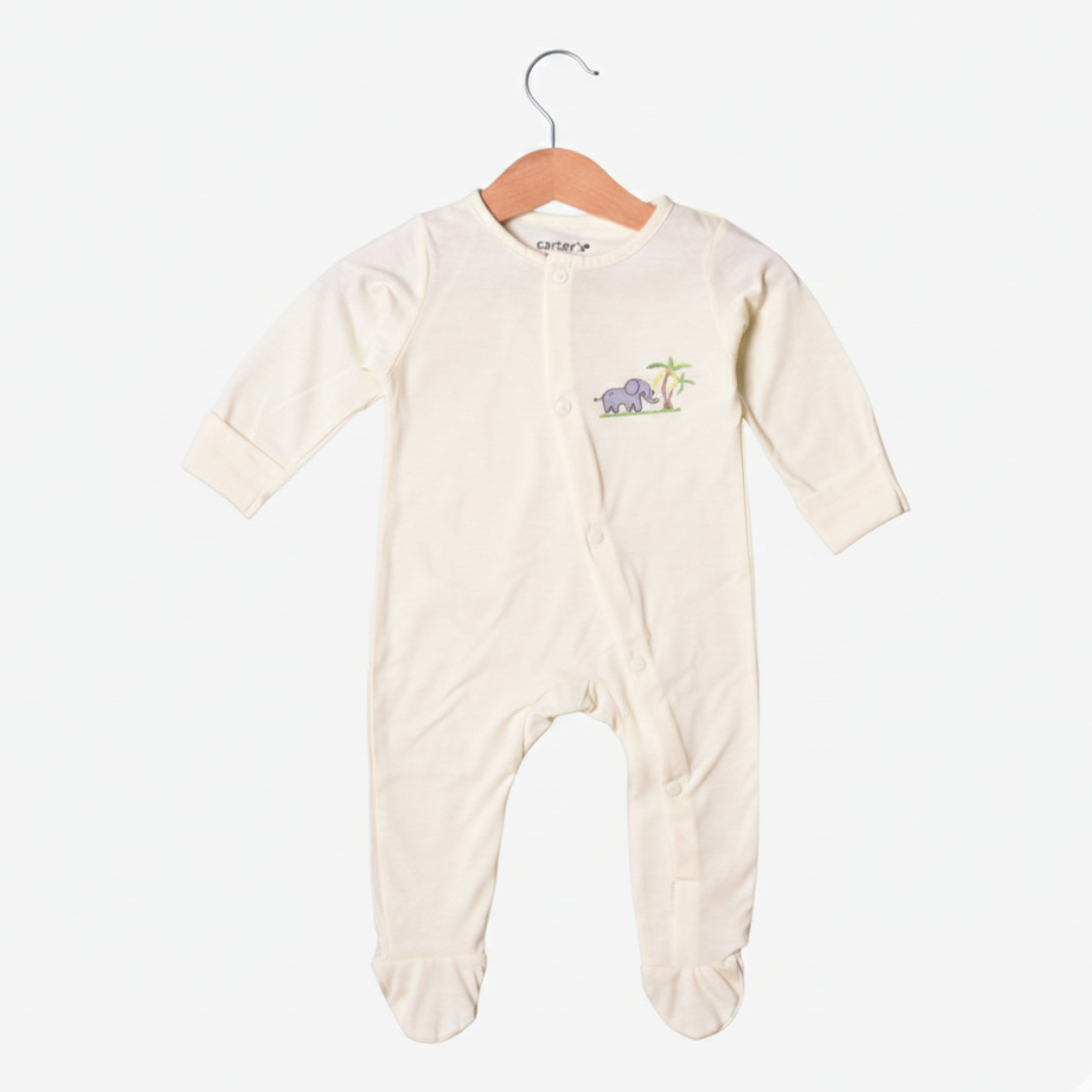 YELLOW "ELEPHANT" PRINT FULL BODY FULL SLEEVES ROMPERS