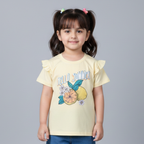 YELLOW HELLO SUMMER LEMON PRINTED T-SHIRT TOP FOR GIRLS