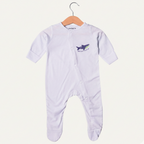 SKY BLUE "BABY SHARK DOO DOO" PRINT FULL BODY FULL SLEEVES ROMPERS