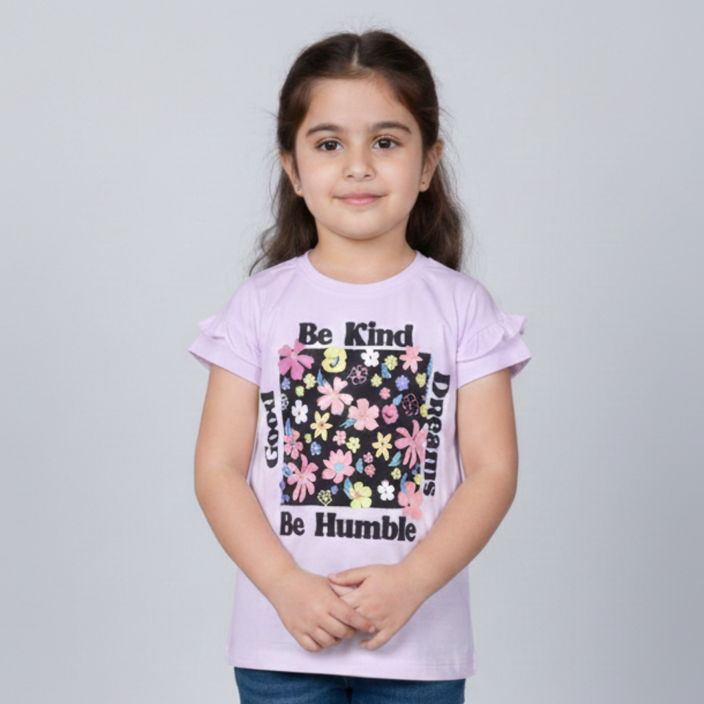 PURPLE BE KIND BE HUMBLE PRINTED T-SHIRT TOP FOR GIRLS