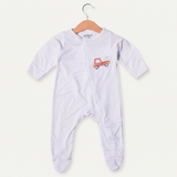 SKY BLUE CAR BEEP BEEP PRINT FULL BODY FULL SLEEVES ROMPERS