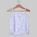 WHITE WITH BROWN FLOWERS PRINTED COTTON FABRIC ROMPER