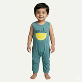 BLUE SMILE LEMON PRINT SLEEVES LESS FULL BODY ROMPER