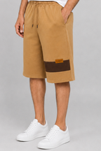 Camel Brown Double Pocket Shorts For Mens