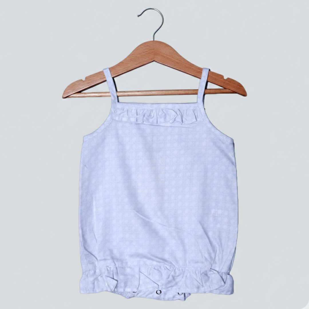 WHITE GEOMETRY DESIGN PRINTED COTTON FABRIC ROMPER Secondary image
