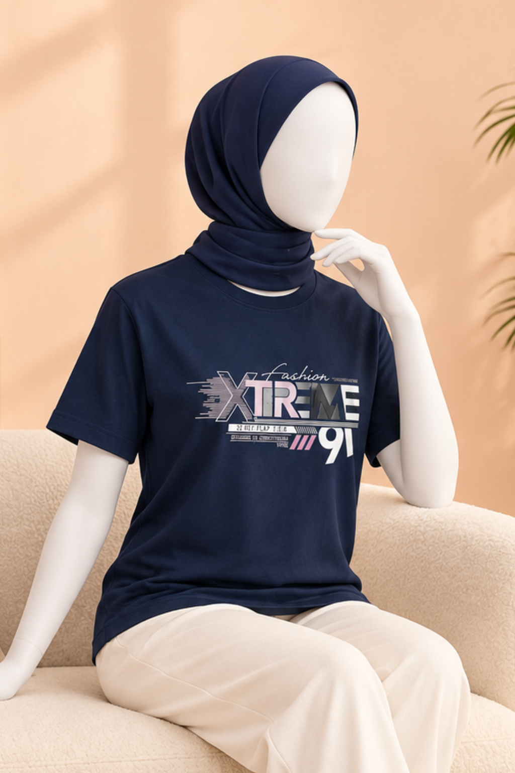Navy Blue Xtreme Print T-Shirt For Women