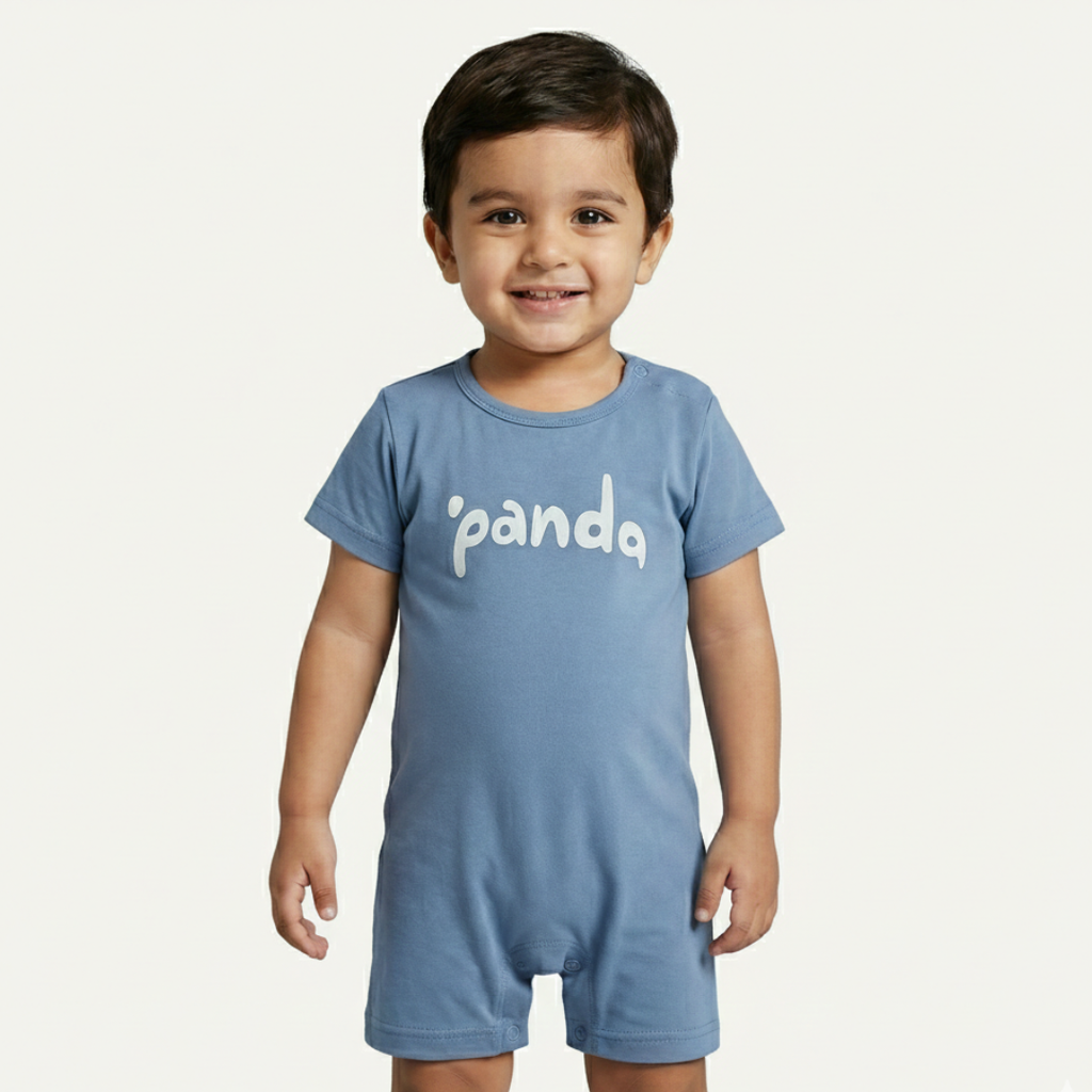 BLUE PANDA PRINT HALF BODY ROMPER